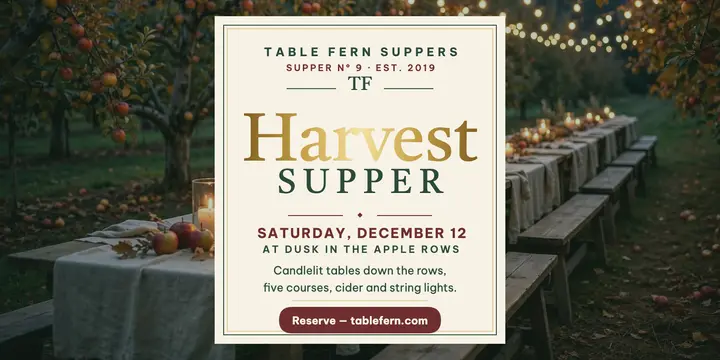 Table Fern harvest supper letterpress post template