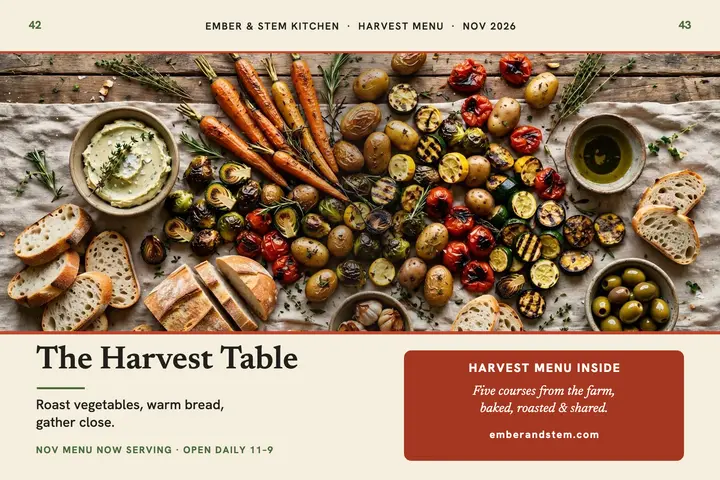 Ember and Stem harvest table spread card template