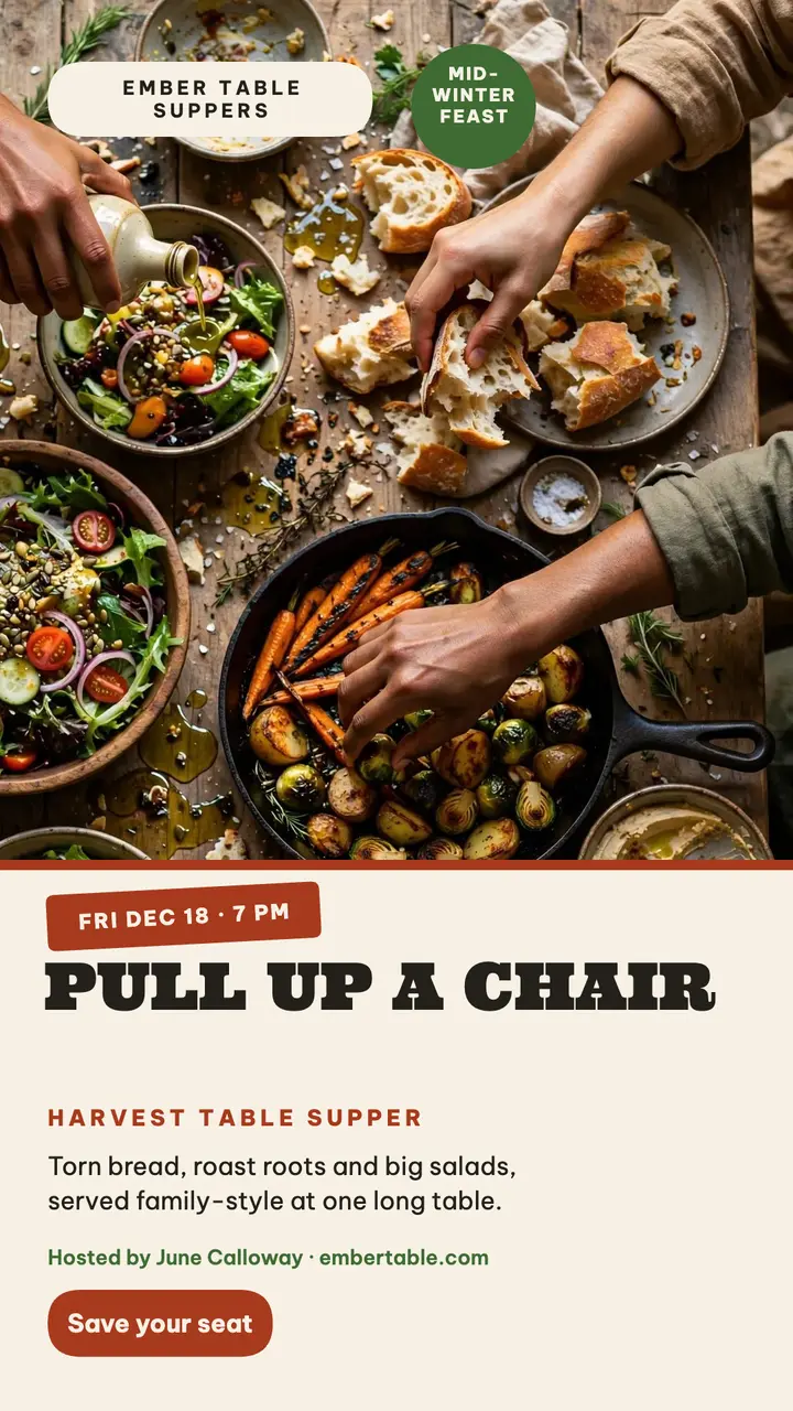 Ember Table harvest supper feast story template
