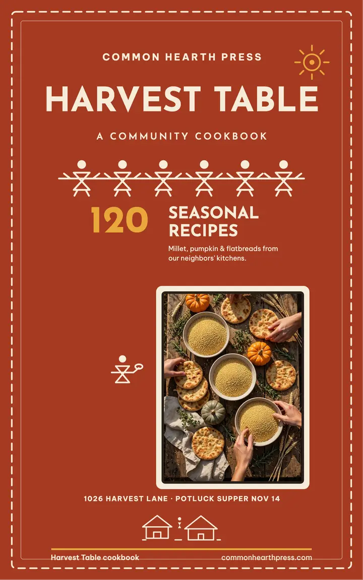 Harvest Table community cookbook cover template