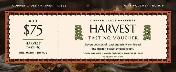 Copper Ladle harvest tasting voucher template