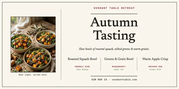 Verdant Table autumn tasting menu post template