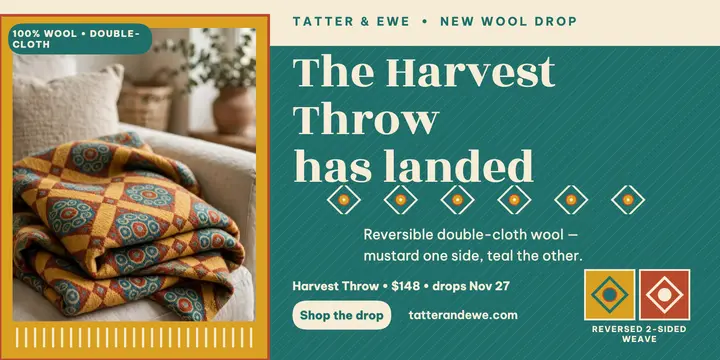 Tatter and Ewe Harvest Throw launch post template