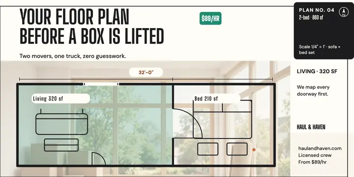 Haul and Haven movers floor plan post template