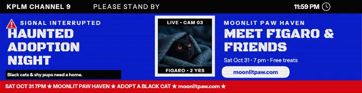 Haunted Adoption Night billboard, broadcast alert template