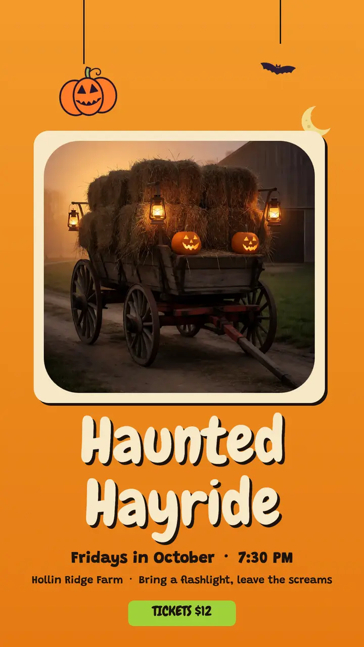 Hollin Ridge Farm haunted hayride story: haunted hayride halloween story template