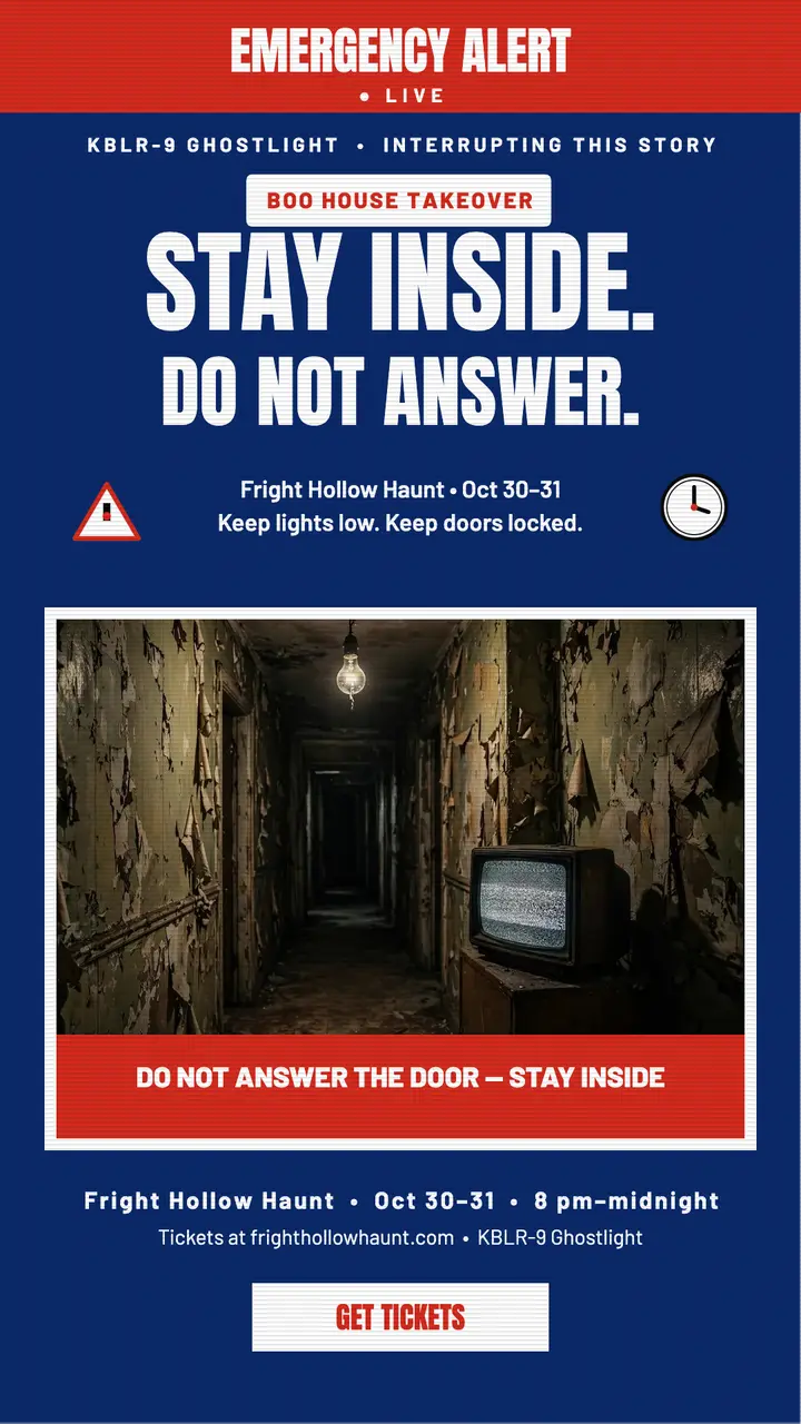 Fright Hollow haunted house alert story template