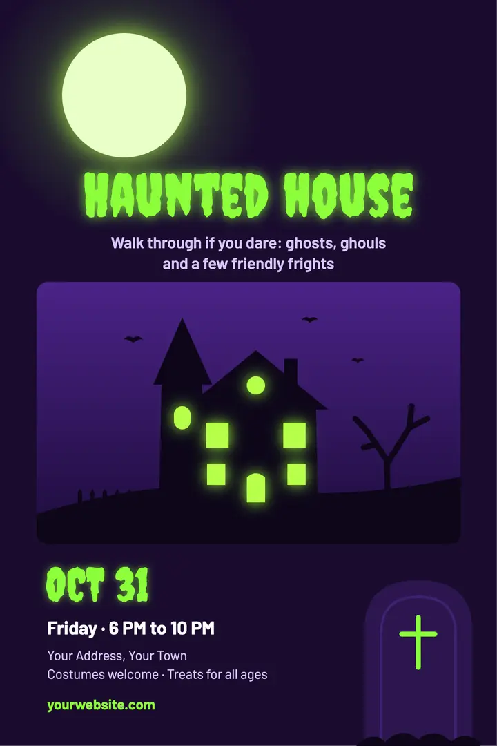 Haunted house Halloween poster template