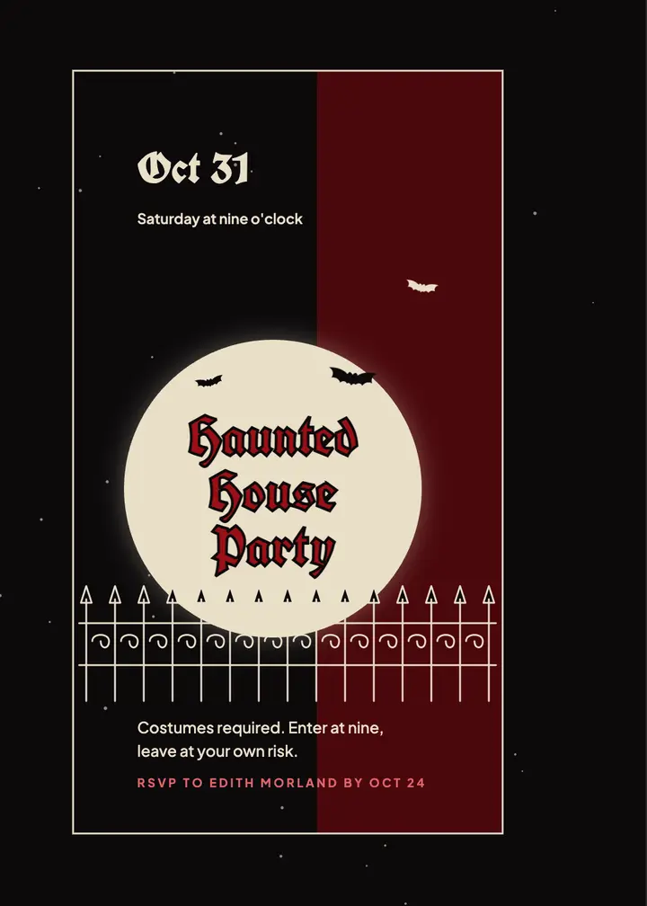Haunted House Party invite template