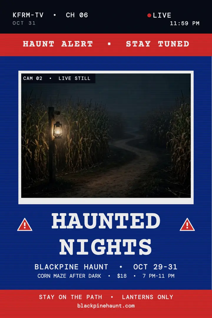 Blackpine Haunt alert poster: haunted house poster template