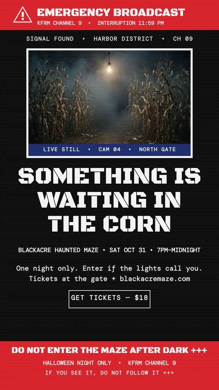 Blackacre haunted maze alert story template