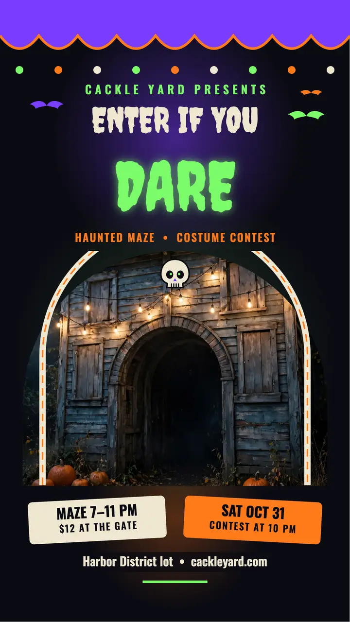 Cackle Yard haunted maze dare story template