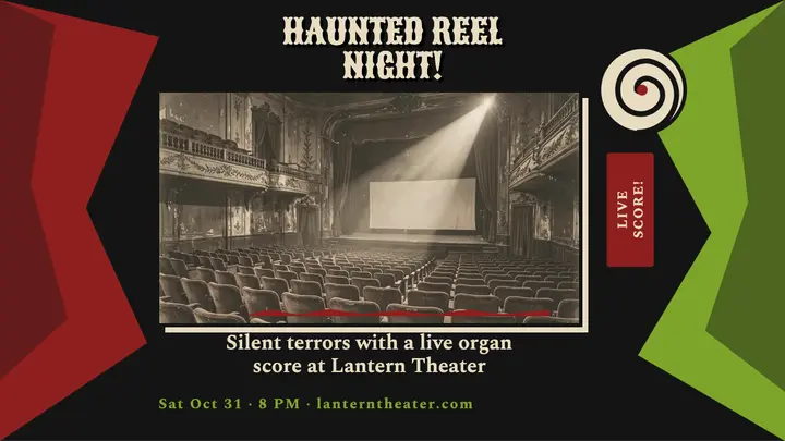 Haunted Reel Halloween silent-film thumbnail template