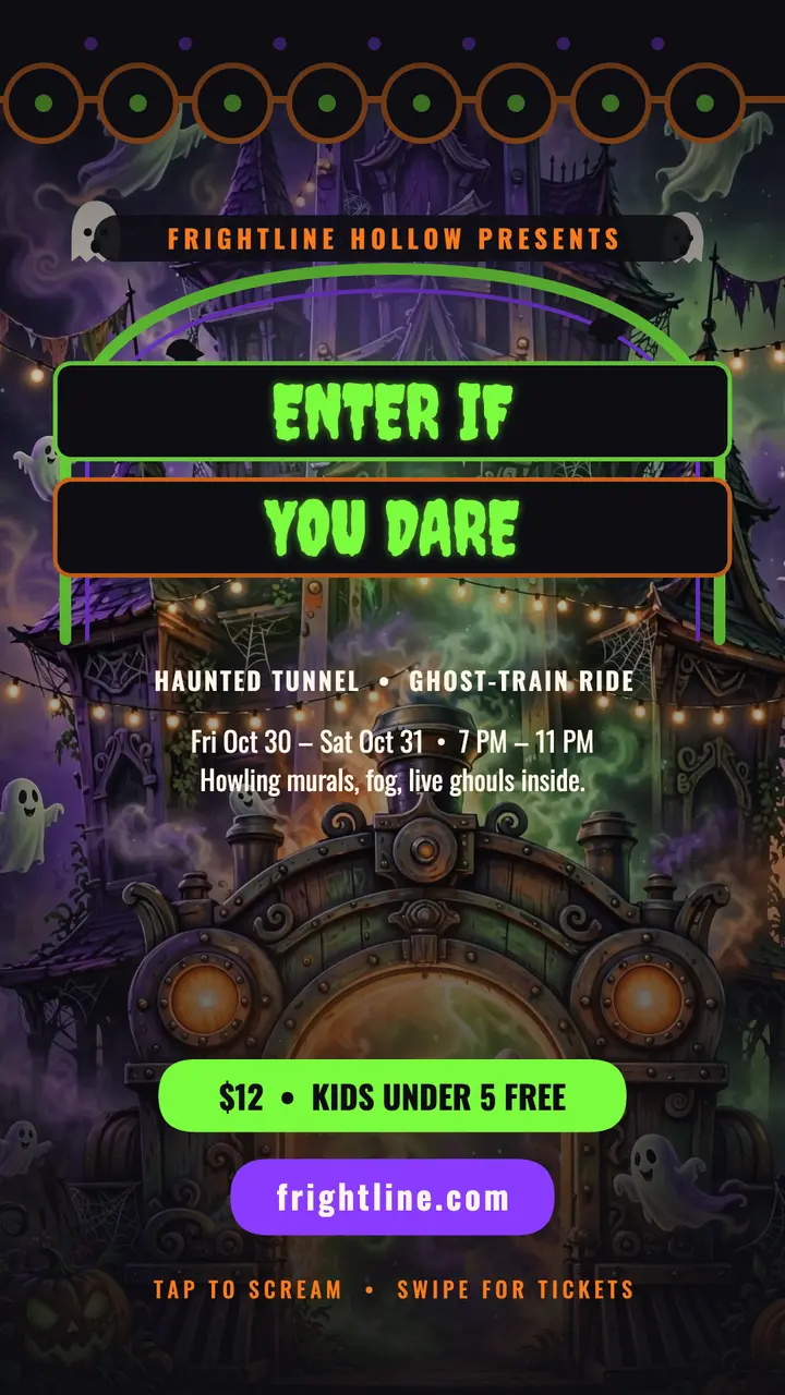 Frightline Hollow haunted tunnel story: haunted tunnel halloween story template