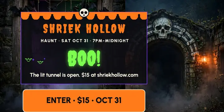 Shriek Hollow haunted tunnel night post template