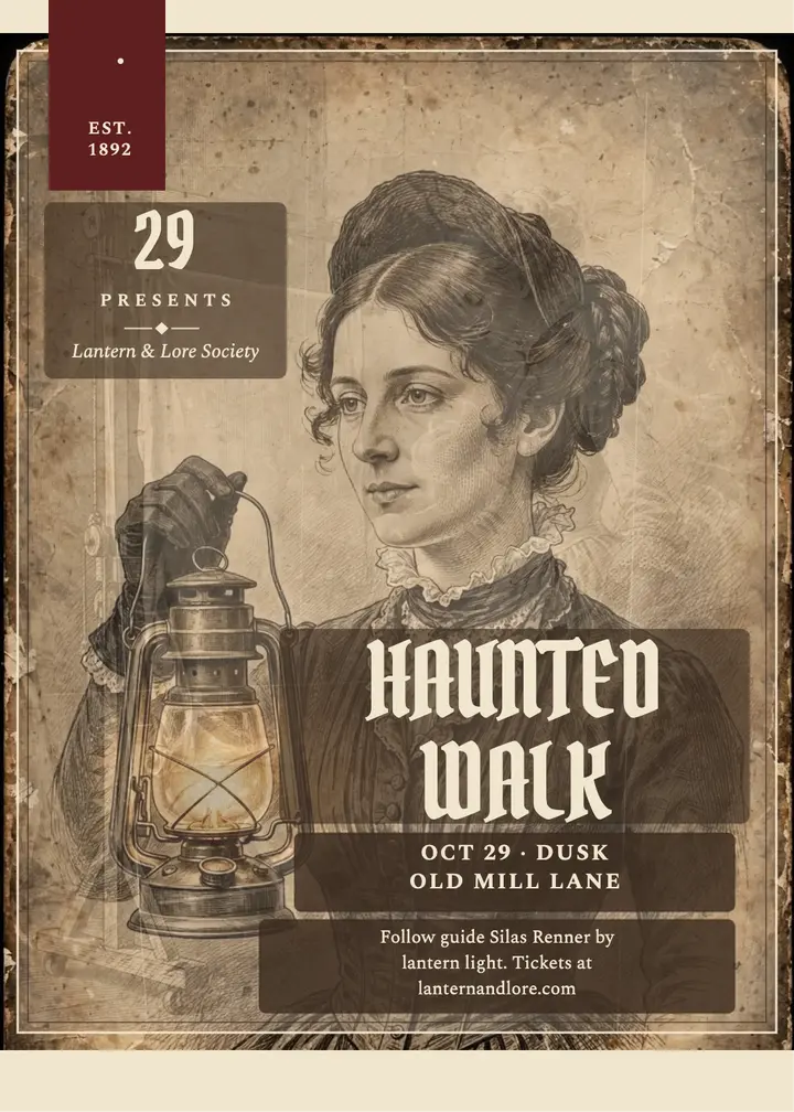 Haunted lantern walk spirit invite template