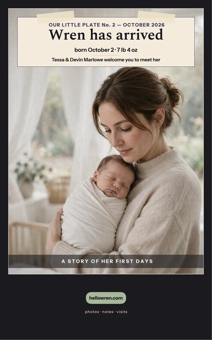 Wren arrival hazy pastel cover: baby arrival ebook cover template