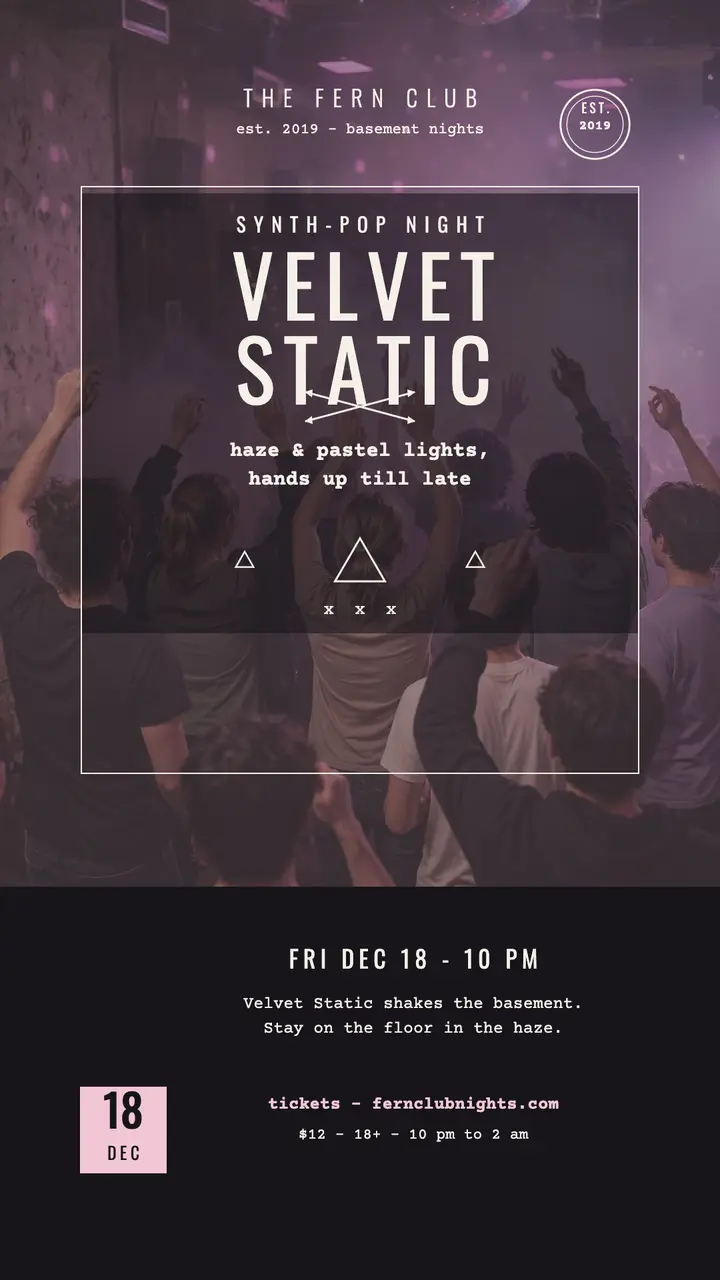 Velvet Static synth-pop night story template