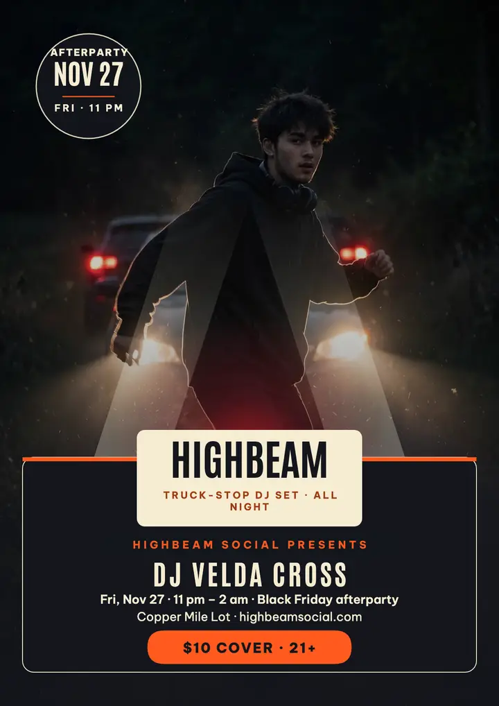Highbeam Social DJ night flyer template