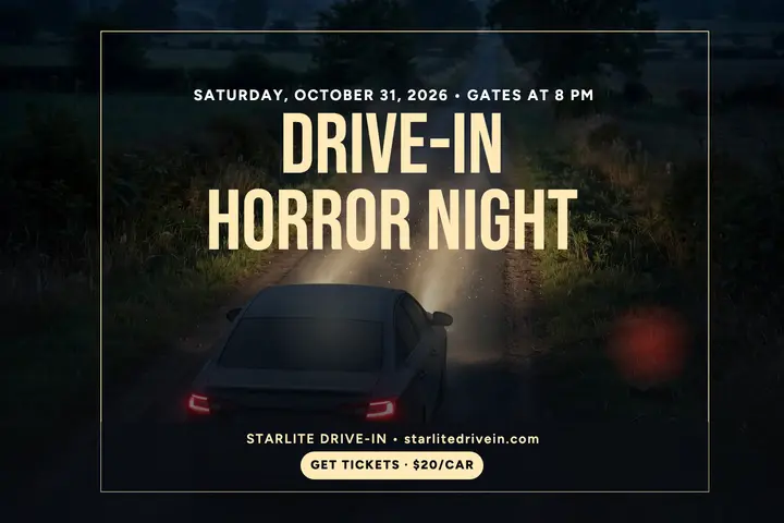 Starlite Drive-In horror night postcard template