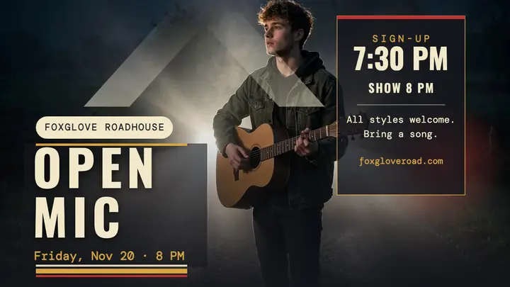 Foxglove Roadhouse open mic headlight thumbnail template