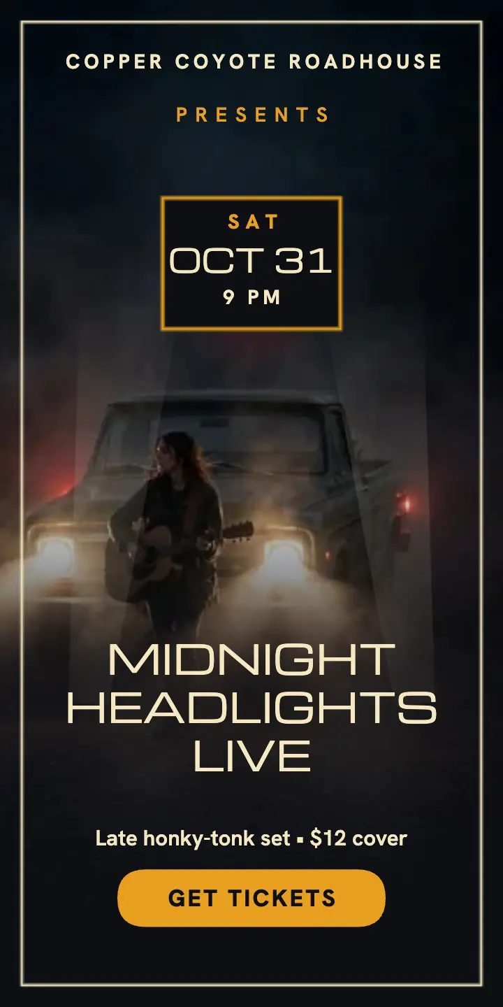 Midnight Headlights Live roadhouse half-page ad template