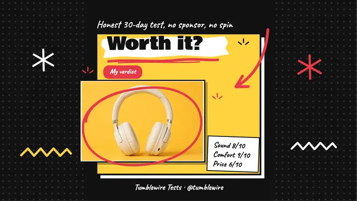 Headphone review YouTube thumbnail, scribbled cutout template