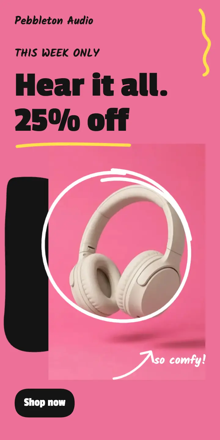 Pebbleton Audio headphones sale ad template