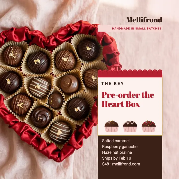 Heart box chocolates Valentine's pre-order post template