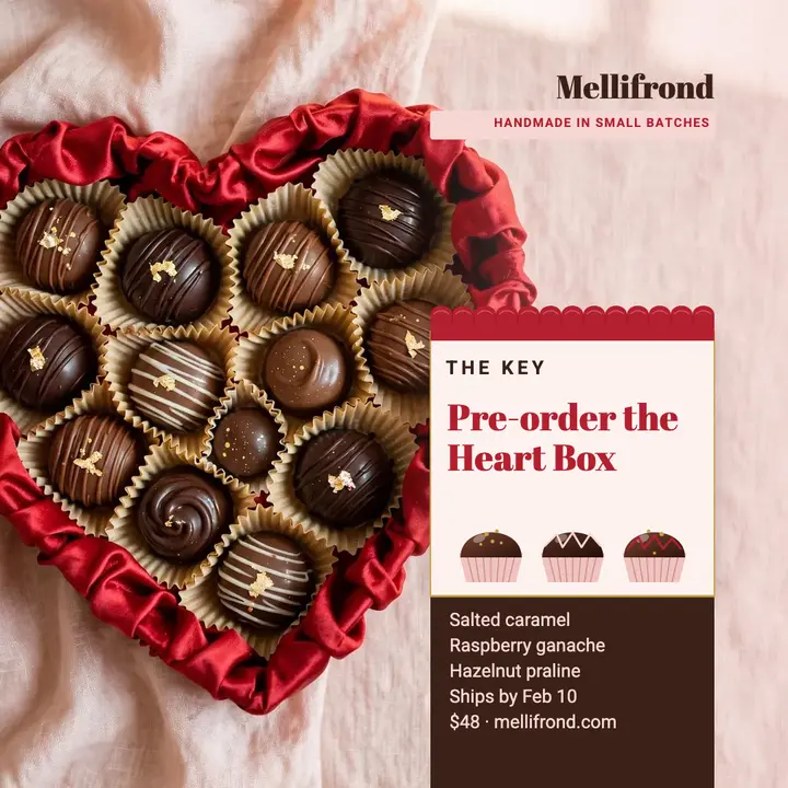 Heart box chocolates Valentine's pre-order post template