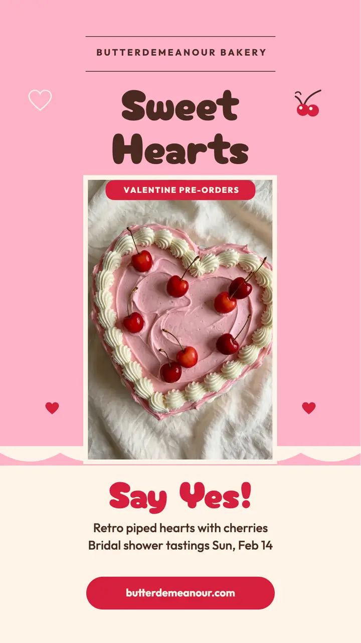 Butterdemeanour heart cake Valentine story template