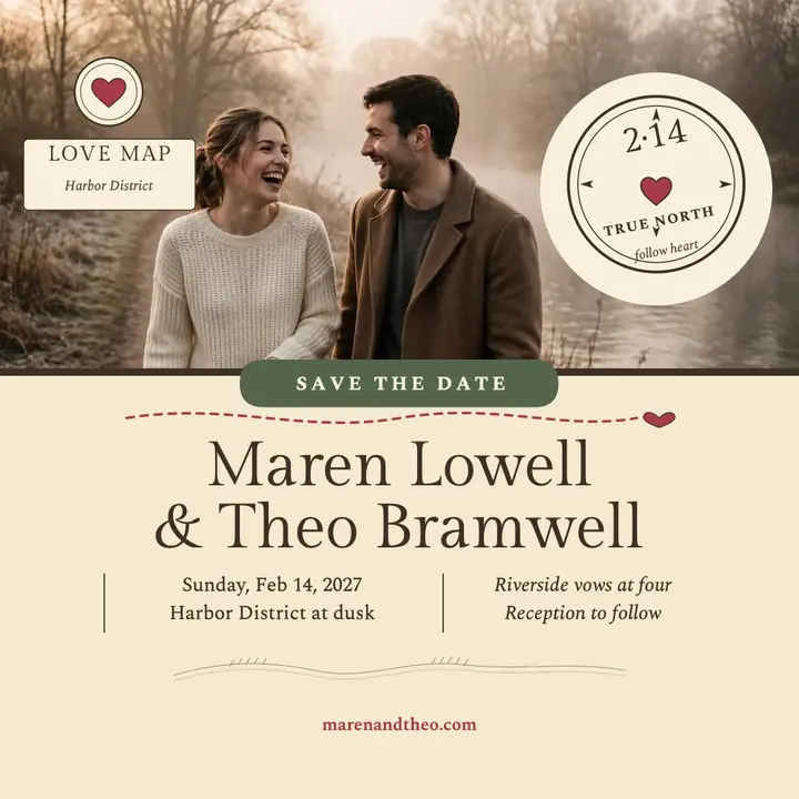 Maren and Theo valentine love map save date template