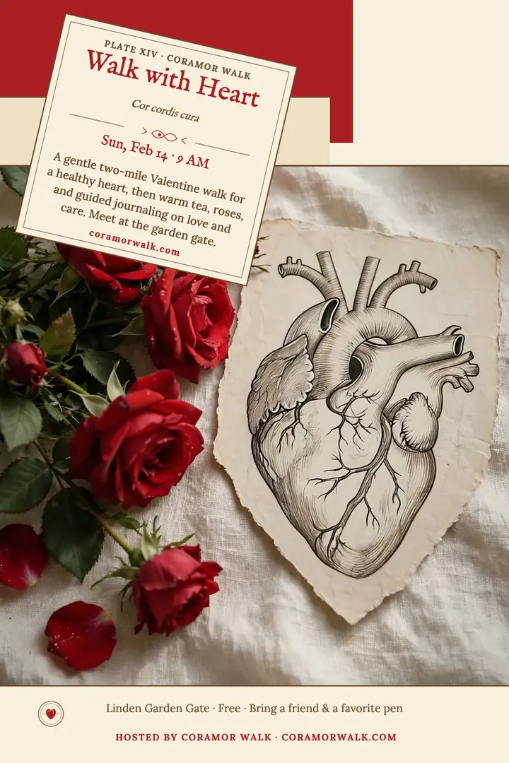 Coramor Walk Valentine heart poster template