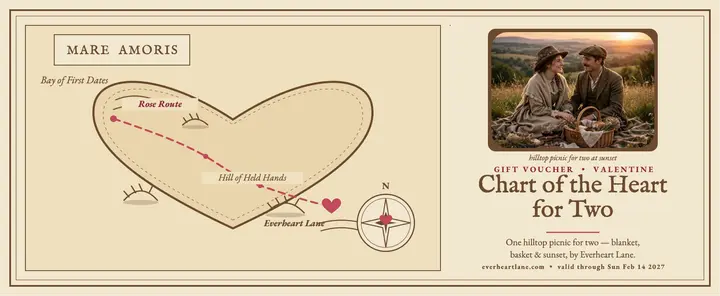 Heart map Valentine picnic voucher template