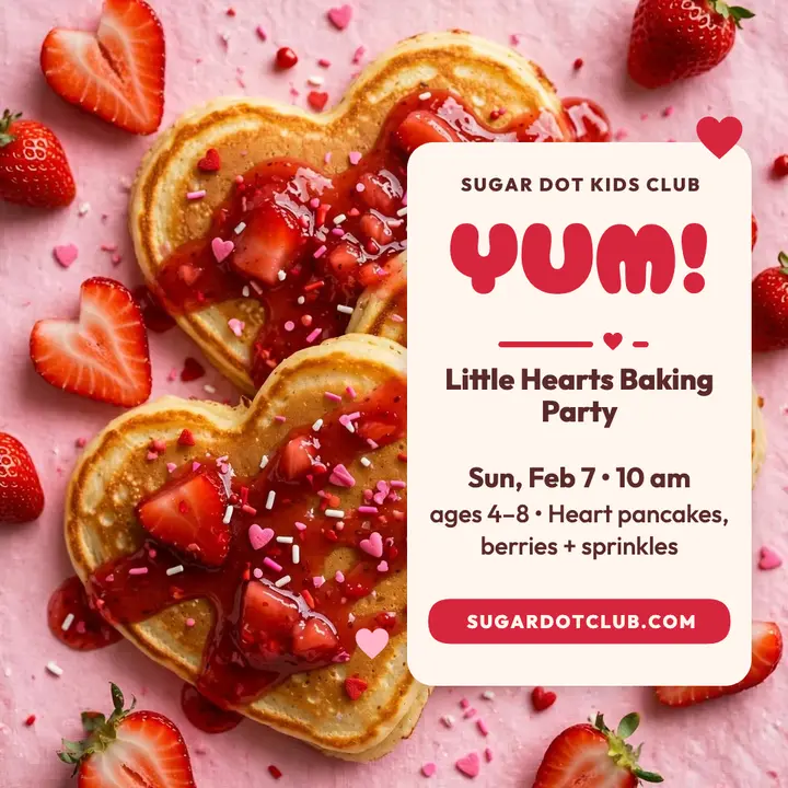 Little Hearts pancake party kids post template