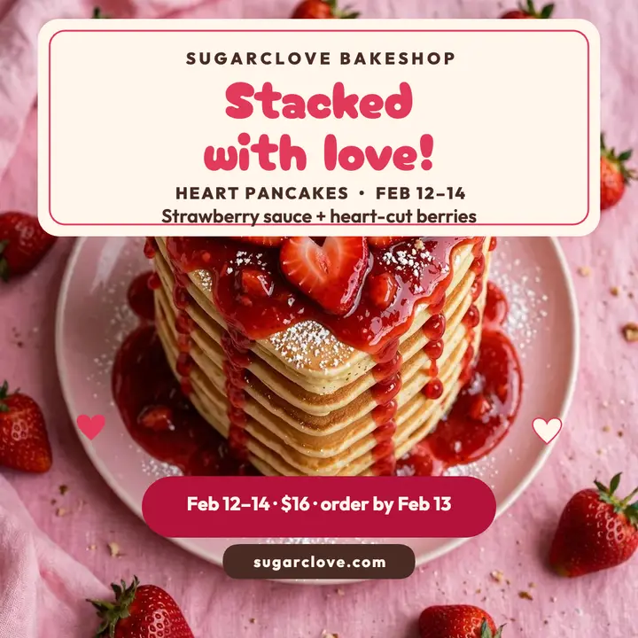 Sugarclove heart pancake Valentine post template