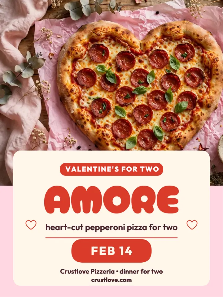 Crustlove heart pizza Valentine portrait template