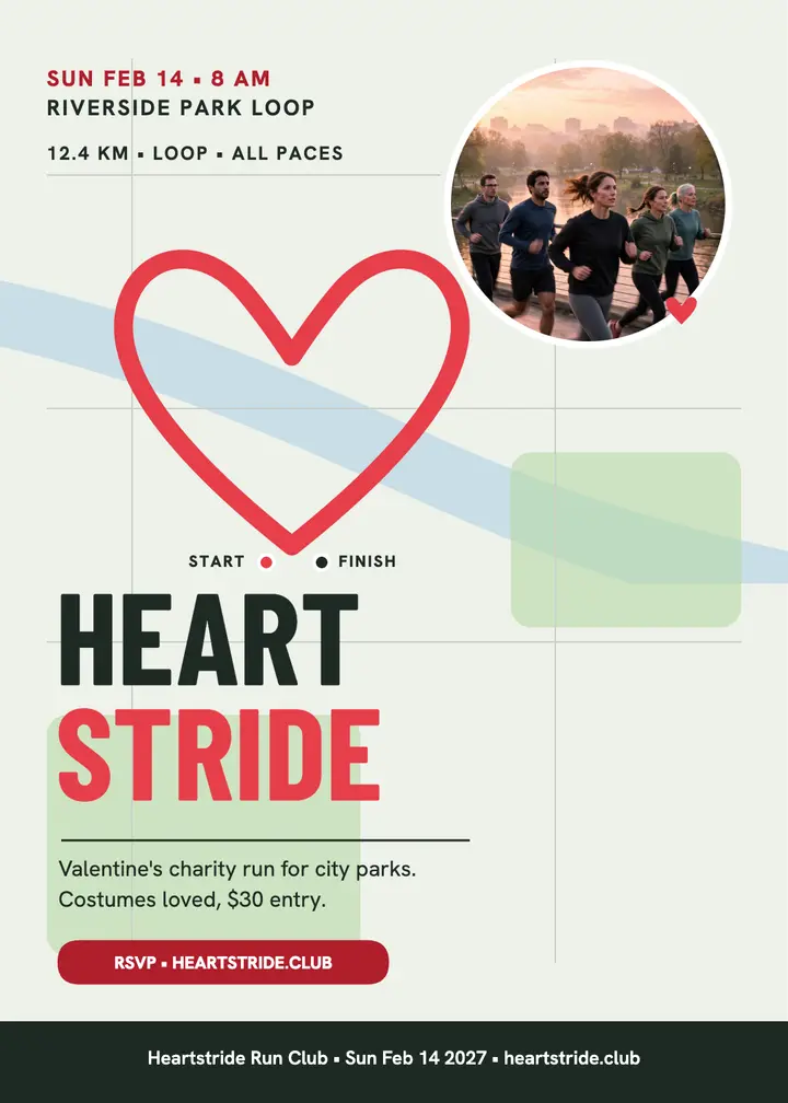 Heartstride charity heart route invite template