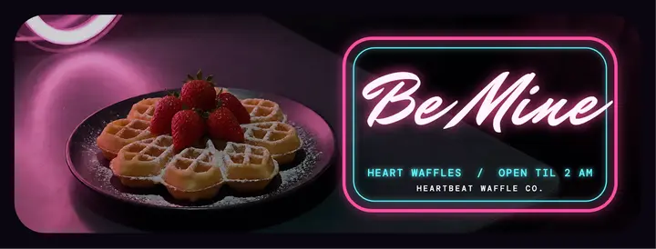 Heartbeat Waffle Co. Valentine's neon cover: valentine's heart waffles cover template