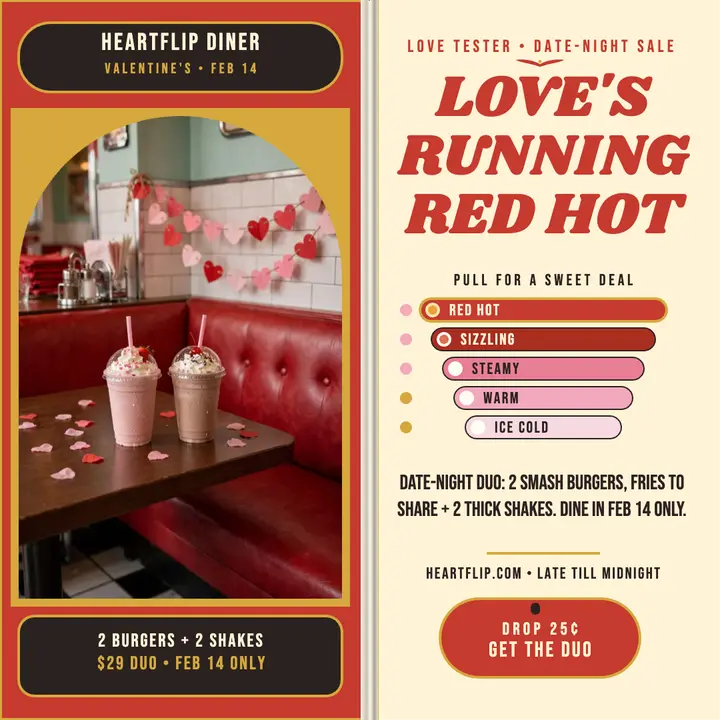 Heartflip Diner Valentine's love tester post template