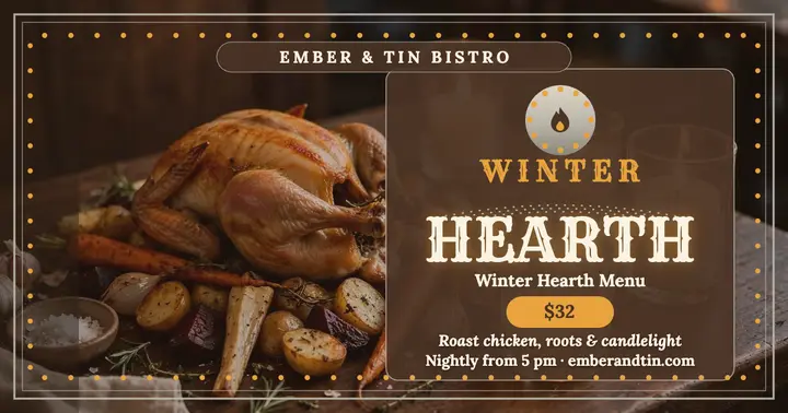 Ember and Tin winter hearth menu post template