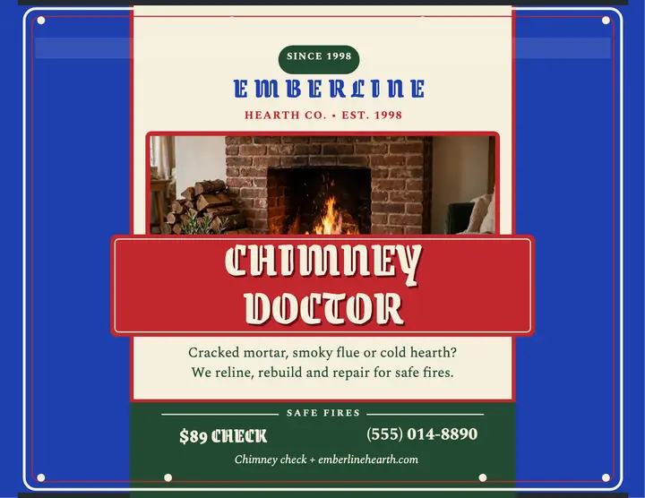 Emberline chimney repair enamel flyer template