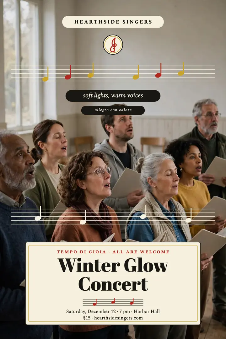 Hearthside Singers winter concert poster template