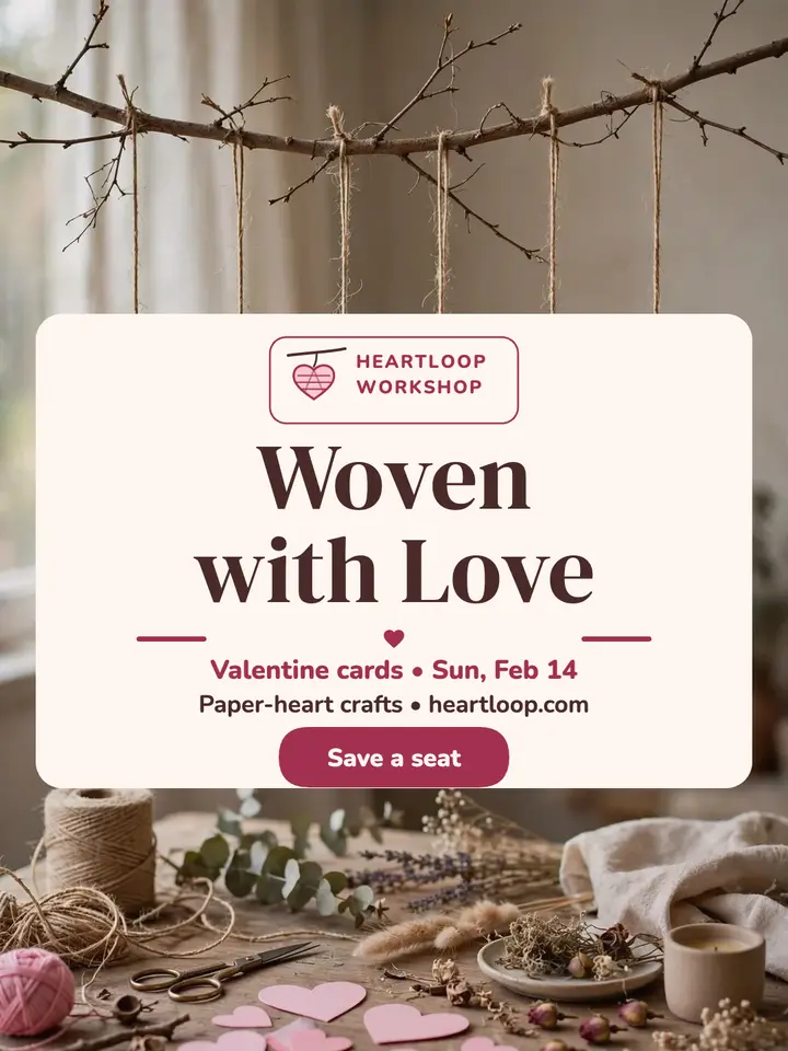 Heartloop woven hearts workshop card template