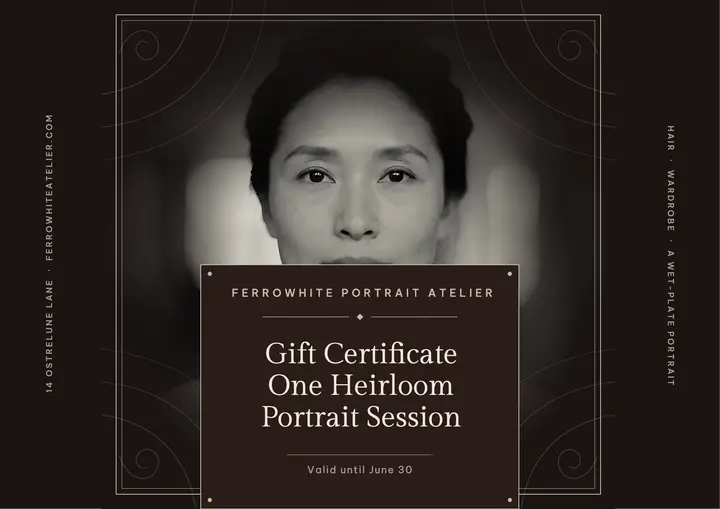 Ferrowhite heirloom portrait session gift certificate template