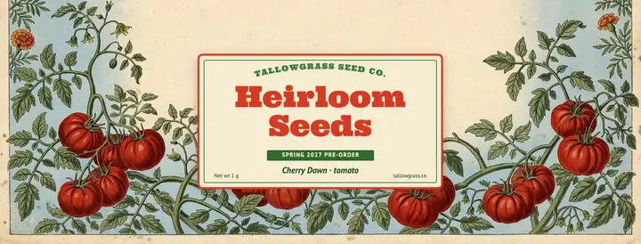 Heirloom seed pre-order Facebook cover, seed packet template