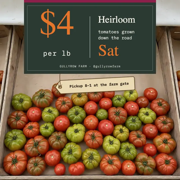 Heirloom tomato farm stand price board post template