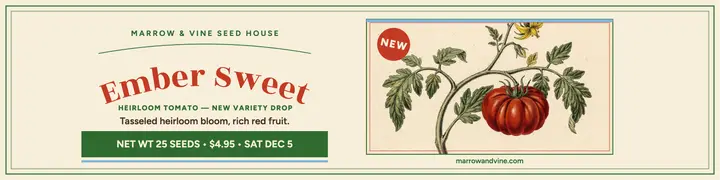 Ember Sweet tomato seed drop banner template