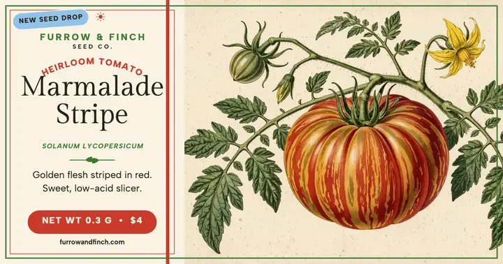 Marmalade Stripe tomato seed launch template