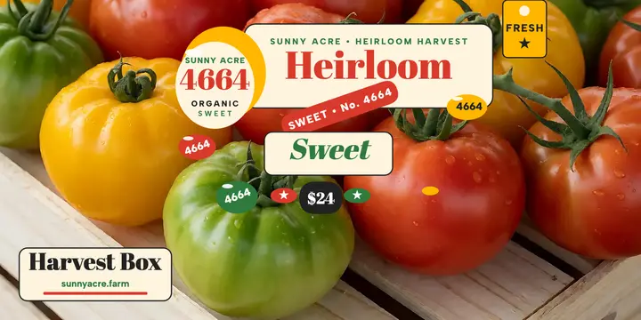 Sunny Acre heirloom tomato sticker post template